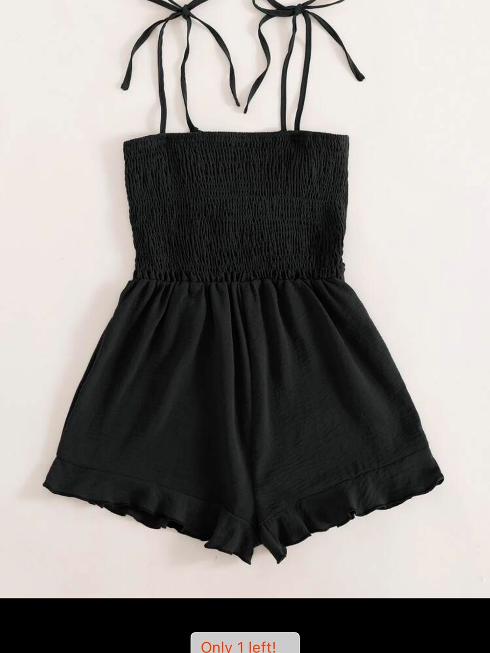 Black Tie-Front Ruffle Romper - Picture 2 of 3
